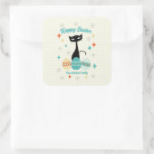 Sticker Carré Joyeux Pâques, Époque Atomique, Chat Moderne Du Mi (Sac)