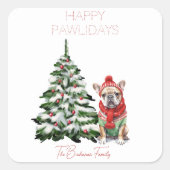 Sticker Carré Joyeux Pawlidays Bulldog Noël (Devant)