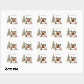 Sticker Carré Joyeux Pawlidays Conception de chien - Chocolat La (Feuille)