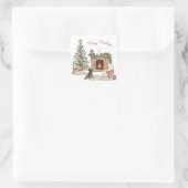 Sticker Carré Joyeux Pawlidays Conception de chien - Chocolat La (Sac)