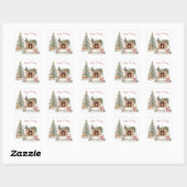 Sticker Carré Joyeux Pawlidays Design de Chien - Cavapoo (Feuille)