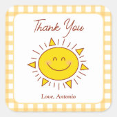 Sticker Carré Joyeux petit soleil Anniversaire de enfant Merci (Devant)