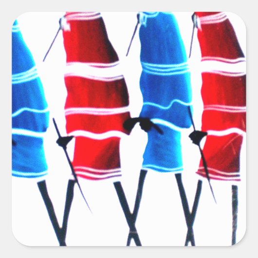 Sticker Carré Joyeux peuple Massaï Guerriers Marcher Art Imprime (Devant)