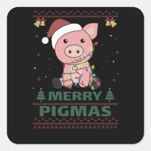 Sticker Carré Joyeux Pigmas Funky Pig Christmas Pun