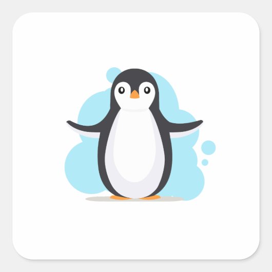 Sticker Carré Joyeux pingouin (Devant)
