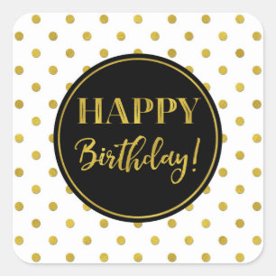 Sticker Carré Joyeux Points Noir Blanc Anniversaire