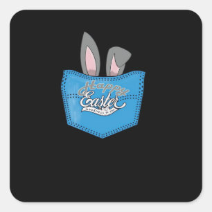 Sticker Carré Joyeux Pop Pâques Peeking Bunny