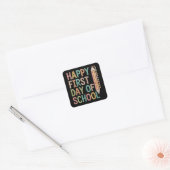 Sticker Carré Joyeux premier jour d'école Retour à l'école (Enveloppe)