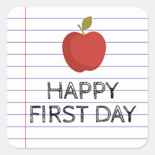 Sticker Carré Joyeux premier jour retour à l'école enseignant Ap