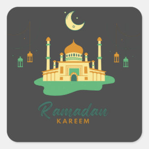 Sticker Carré Joyeux Ramadan Kareem Et Aïd Moubarak 2022