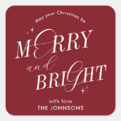 Sticker Carré Joyeux & Rouge brillant Script élégant Noël modern (Devant)