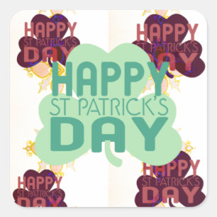 Sticker Carré Joyeux Saint Patrick's Day Lovely Art Print