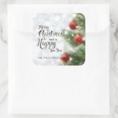Sticker Carré Joyeux sapin de Noël personnalisé | Sceau à coller (Sac)