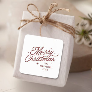 Sticker Carré Joyeux script de Noël rétro moderne Monogram Onl
