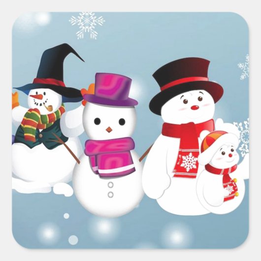 Sticker Carré Joyeux Snowmen (Devant)
