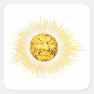Sticker Carré Joyeux soleil visage
