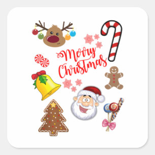 Sticker Carré Joyeux symboles de Noël