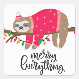 Sticker Carré Joyeux tout Sleepy Sloth