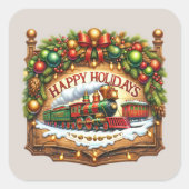 Sticker Carré Joyeux train de Noël (Devant)