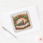 Sticker Carré Joyeux train de Noël (Enveloppe)
