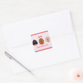 Sticker Carré Joyeux Valentines Day Mini Goldendoodle Chiens (Enveloppe)