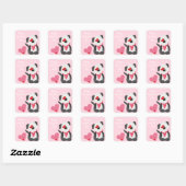 Sticker Carré Joyeux Valentines Jour Coeurs de chiot rose (Feuille)