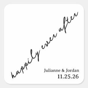 Sticker Carré Joyeuxement À Tout Jamais Gribouillage Cursive Mar
