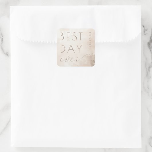 Sticker Carré Joyful Beige Watercolor Calligraphy (Sac)