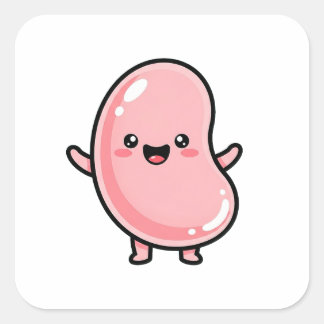 Sticker Carré Joyful Jellybean – Cute Kawaii Illustration