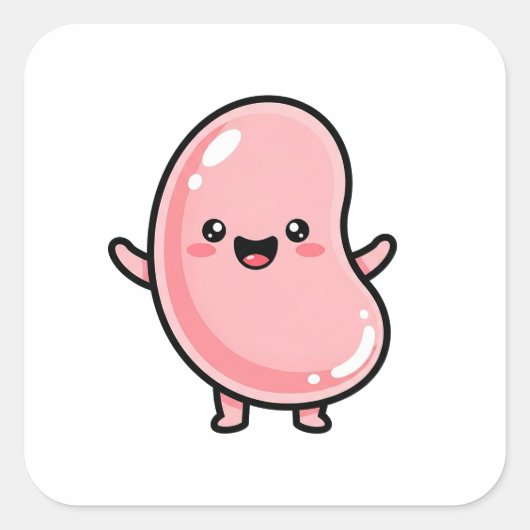 Sticker Carré Joyful Jellybean – Cute Kawaii Illustration (Devant)