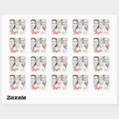 Sticker Carré Joyful red festive retro font name year photo (Feuille)