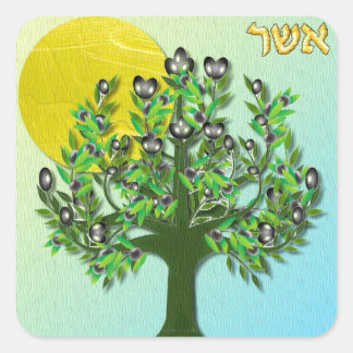 Sticker Carré Judaica 12 tribus d'Israël Asher
