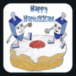 Sticker Carré Judaica Happy Hanukkah Dancing Dreidels<br><div class="desc">You are viewing The Lee Hiller Designs Collection of Home and Office Decor,  Apparel,  Toxiques and Collectibles. The Designs include Lee Hiller Photographie et Mixed Media Digital Art Collection. You can view her her Nature photographiy at at http://HikeOurPlanet.com/ and follow her hiking blog within Hot Springs National Park.</div>