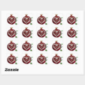 Sticker Carré Judaica Pomegranate Heart Hanoukka Rosh Hashanah (Feuille)
