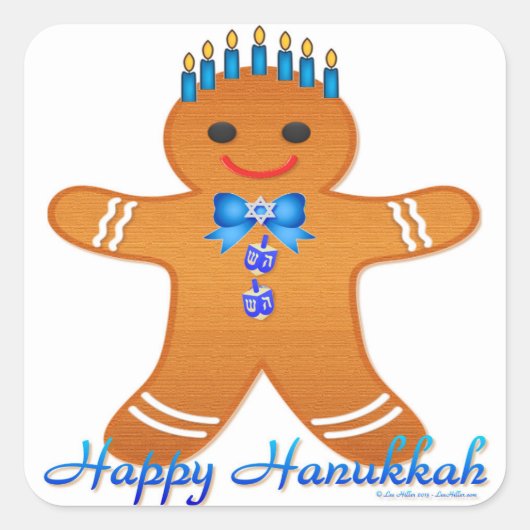 Sticker Carré Judaïque Hanoukka Gingerbread Homme Menorah (Devant)