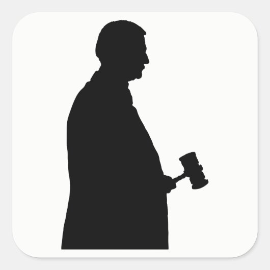 Sticker Carré Judge with Gavel Silhouette (Devant)
