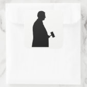 Sticker Carré Judge with Gavel Silhouette (Sac)