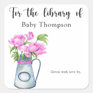 Sticker Carré Jug de fleurs - pour la bibliothèque de