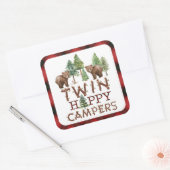 Sticker Carré Jumeaux Rustiques Woodland Un Joyeux Camper Favori (Enveloppe)