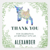 Sticker Carré Jumping Chèvre Anniversaire Merci (Devant)