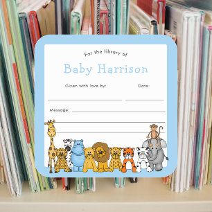 Sticker Carré Jungle Animal Bookplate, première bibliothèque pou