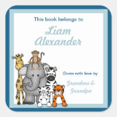 Sticker Carré Jungle Animaux Réserver Plaques Blue Boy RÉSERVATI (Devant)