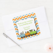 Sticker Carré Jungle Animaux Train Fête Anniversaire Favoriser S (Enveloppe)