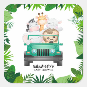 Sticker Carré Jungle Safari Bébé Animaux