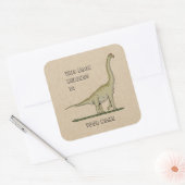 Sticker Carré Jurassic Dinosaur Brachiosaurus Plaque-livre (Enveloppe)