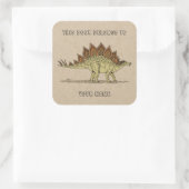 Sticker Carré Jurassic Dinosaur Stegosaurus Plaque-livre (Sac)