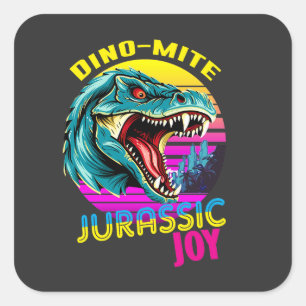 Sticker Carré Jurassic Joy : Danser Dinosaur