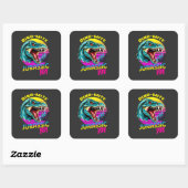 Sticker Carré Jurassic Joy : Danser Dinosaur (Feuille)