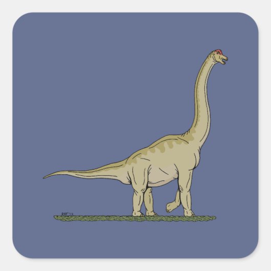 Sticker Carré Jurassique Dinosaure Brachiosaurus (Devant)