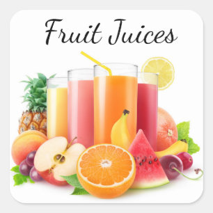 Sticker Carré Jus de fruits frais